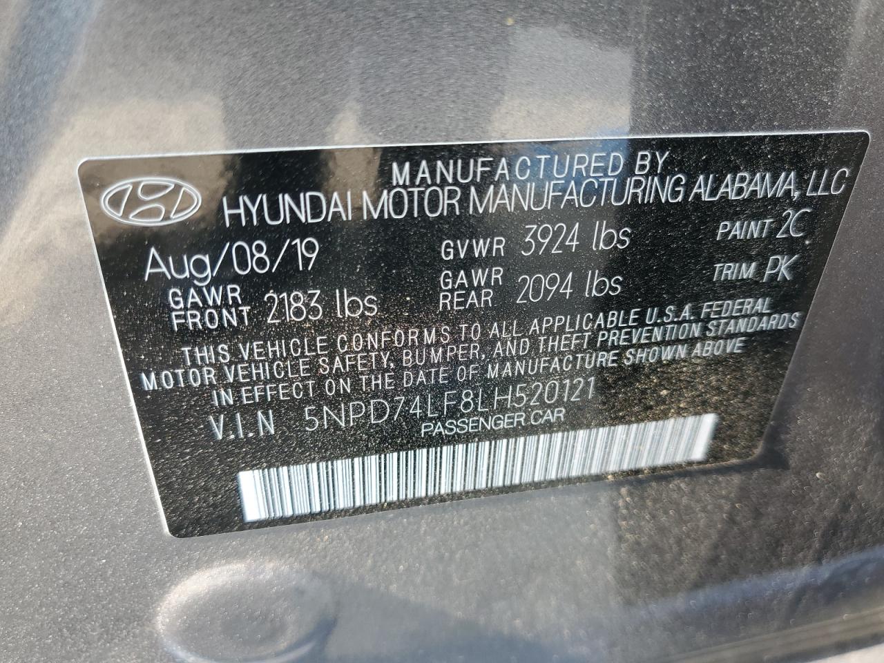 5NPD74LF8LH520121 2020 Hyundai Elantra Se