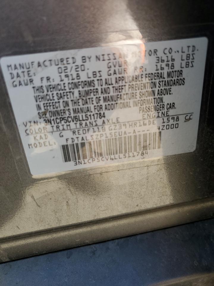 2020 Nissan Kicks Sv VIN: 3N1CP5CV6LL511784 Lot: 67968234