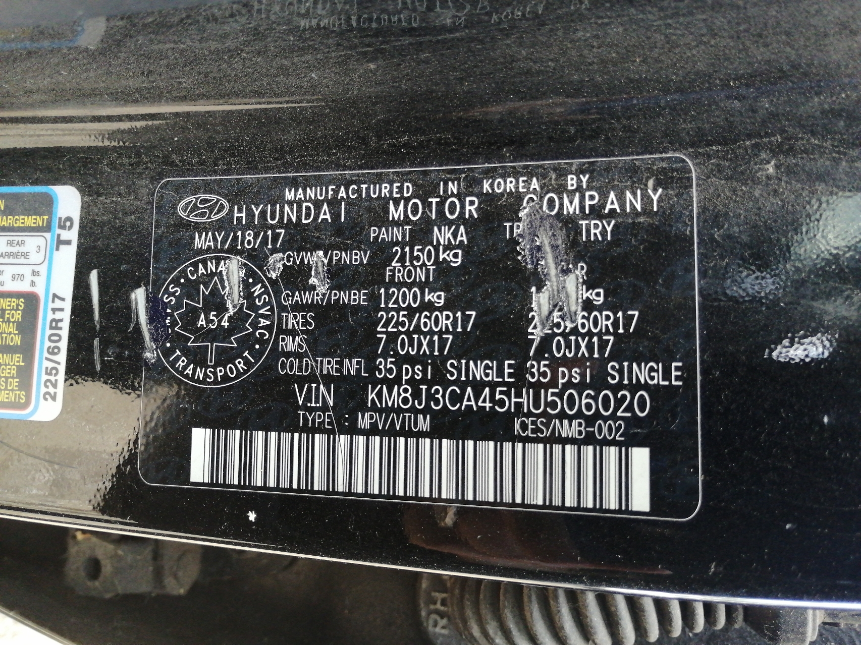 KM8J3CA45HU506020 2017 Hyundai Tucson Limited