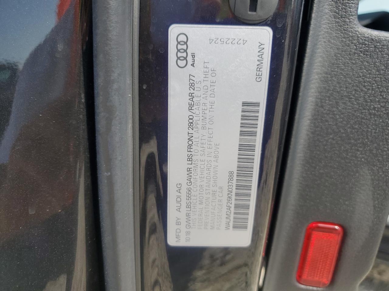 2019 Audi A6 Prestige VIN: WAUM2AF26KN037888 Lot: 65738914
