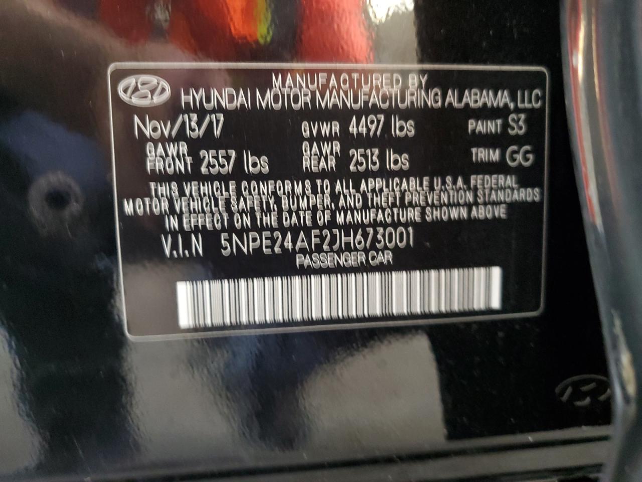 5NPE24AF2JH673001 2018 Hyundai Sonata Se