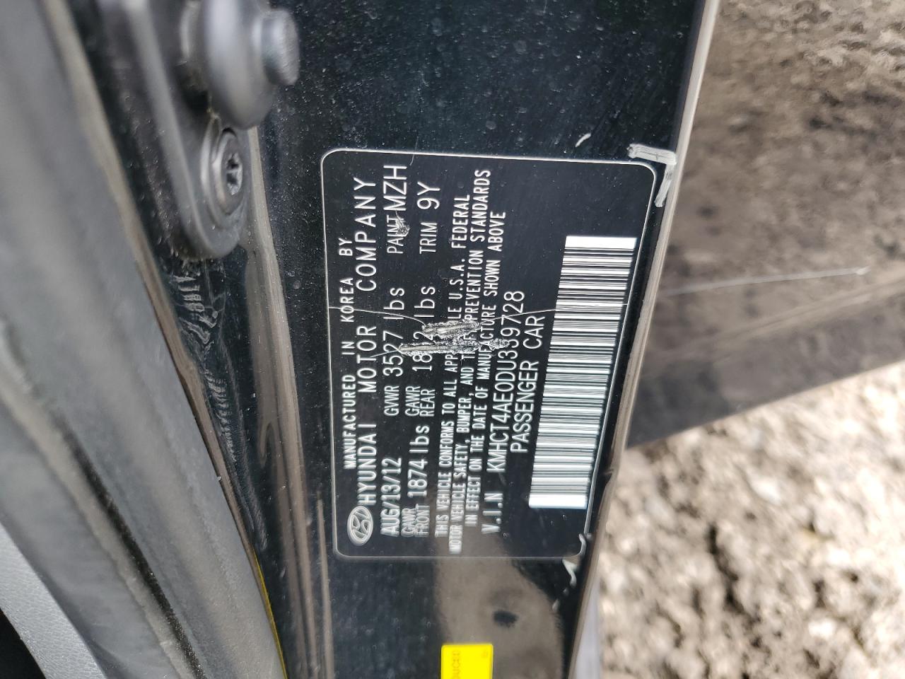 2013 Hyundai Accent Gls VIN: KMHCT4AE0DU339728 Lot: 67112514