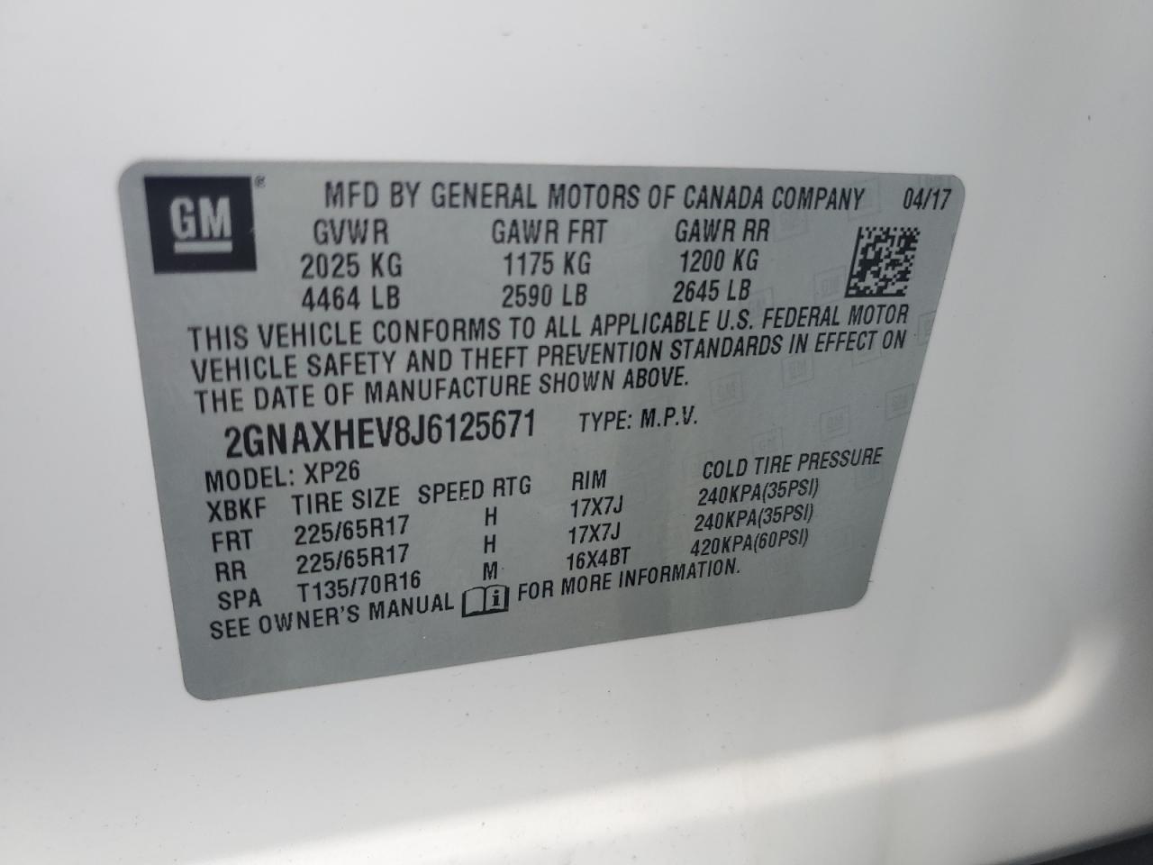 2018 Chevrolet Equinox Ls VIN: 2GNAXHEV8J6125671 Lot: 66328794