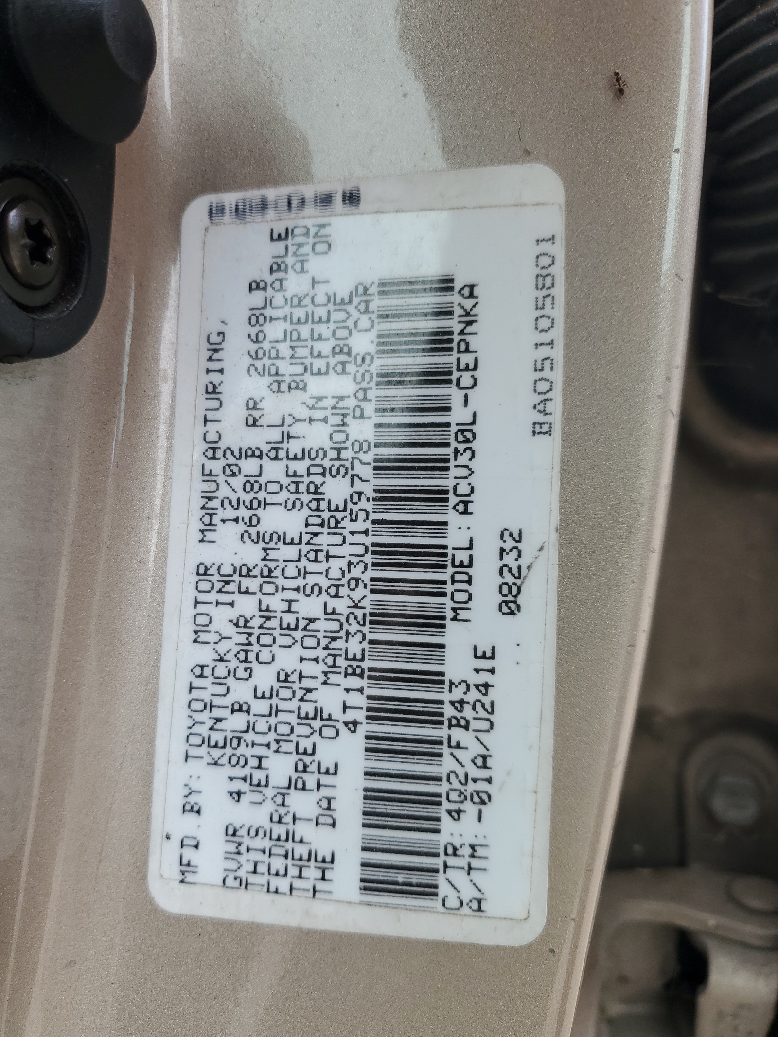 4T1BE32K93U159778 2003 Toyota Camry Le