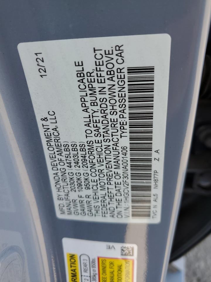 1HGCV2F30NA001406 Honda Accord SPO 12