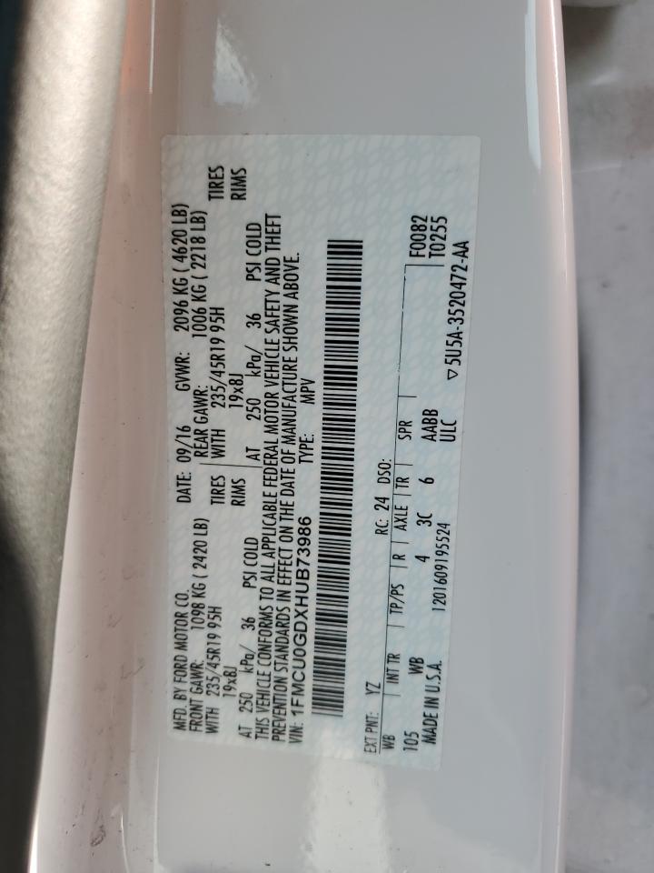 2017 Ford Escape Se VIN: 1FMCU0GDXHUB73986 Lot: 67558604