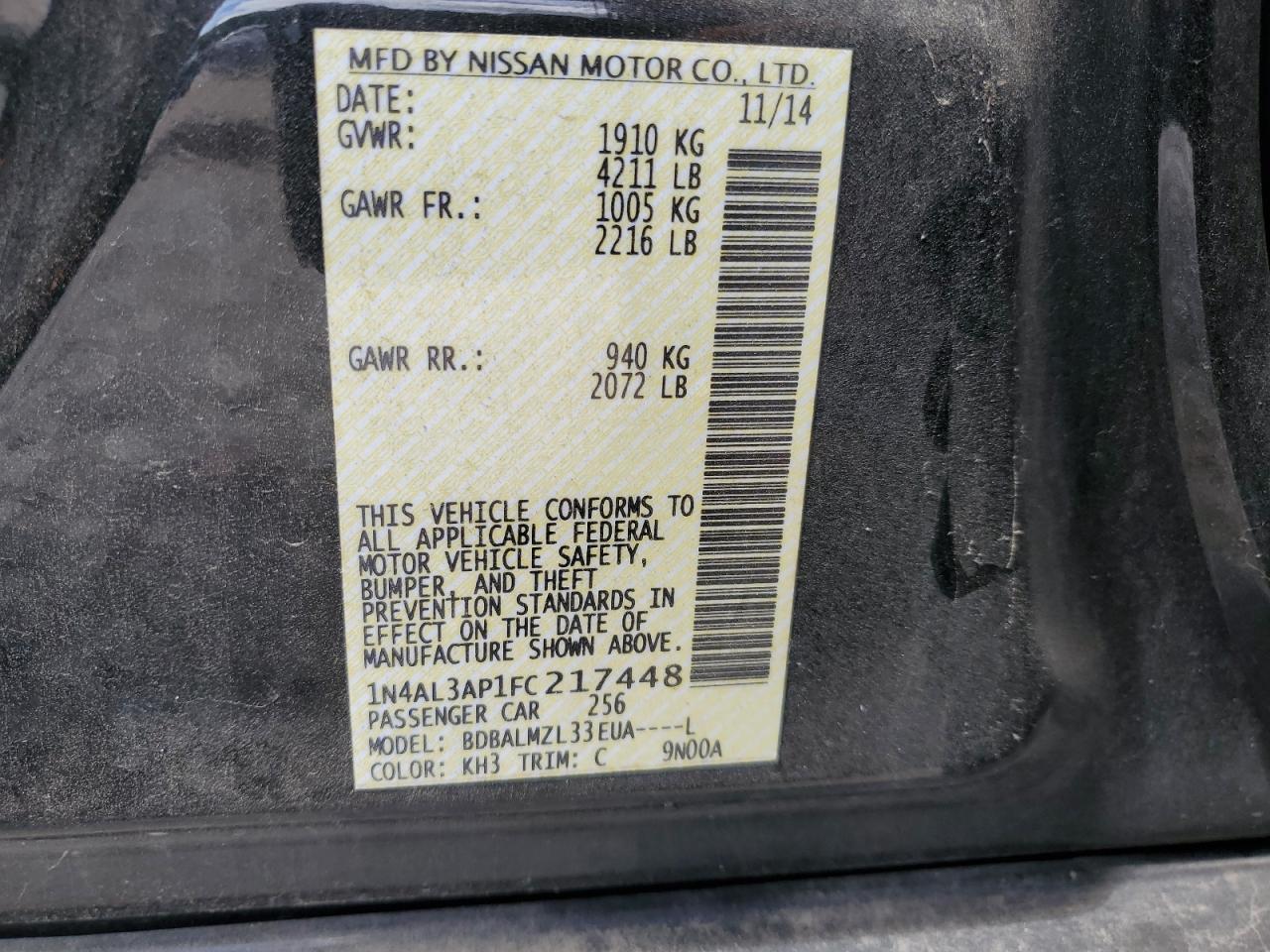 1N4AL3AP1FC217448 2015 Nissan Altima 2.5