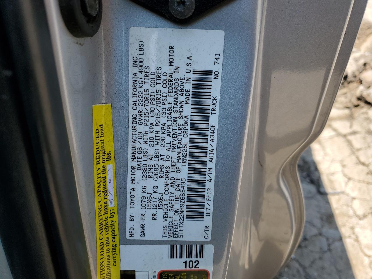 5TETX22N89Z665495 2009 Toyota Tacoma Access Cab