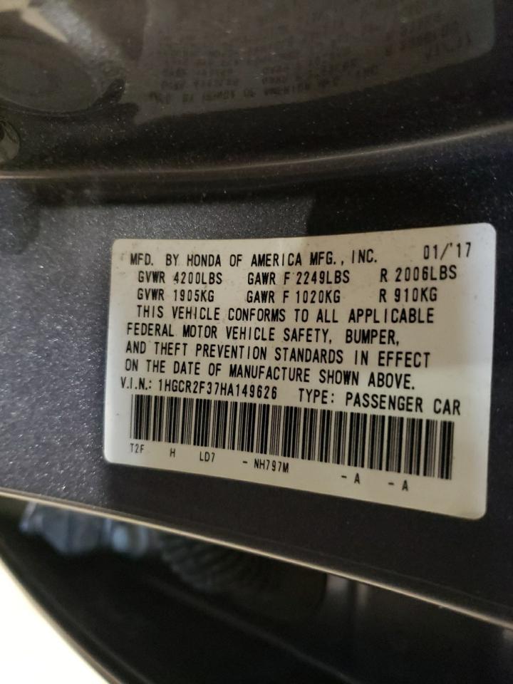 1HGCR2F37HA149626 2017 HONDA ACCORD - Image 12