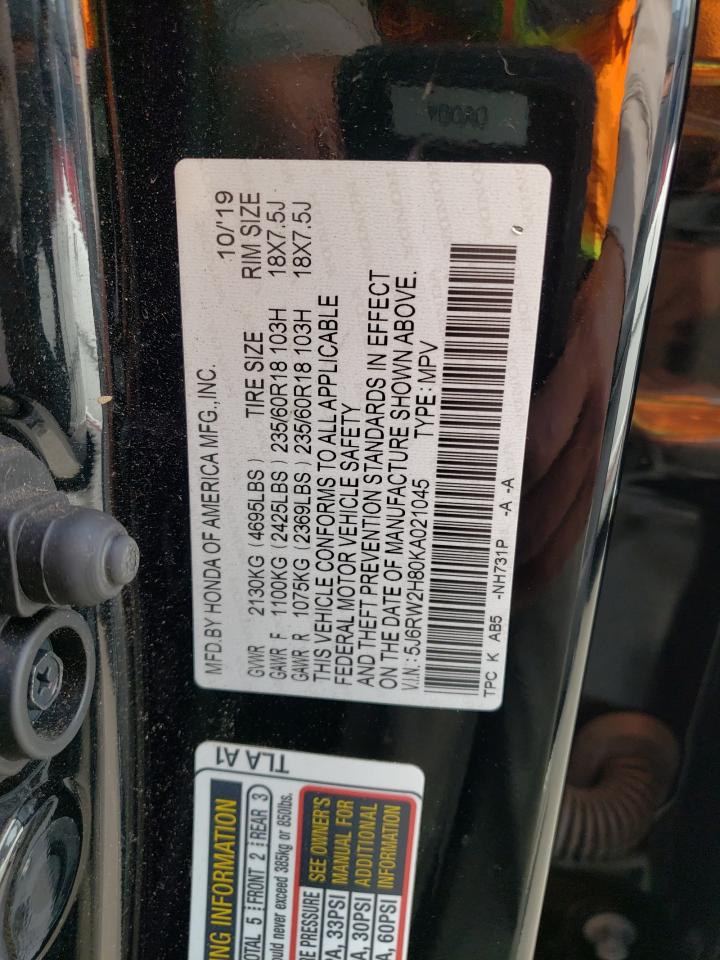 2019 Honda Cr-V Exl VIN: 5J6RW2H80KA021045 Lot: 68338744