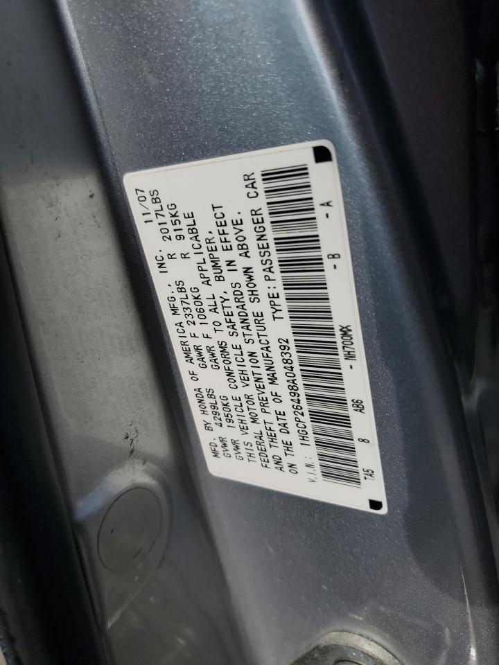 1HGCP26498A048392 2008 Honda Accord Lxp