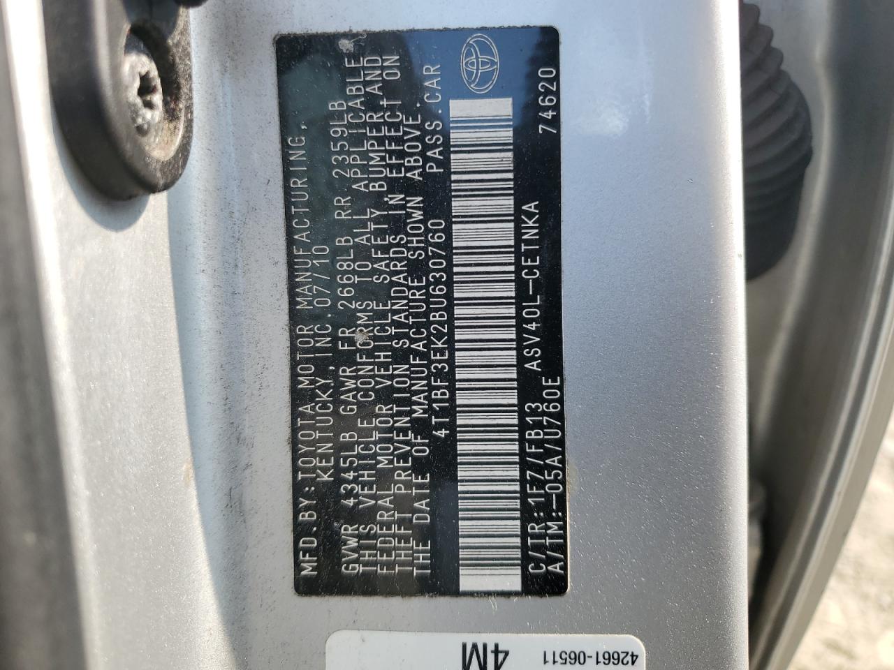 4T1BF3EK2BU630760 2011 Toyota Camry Base