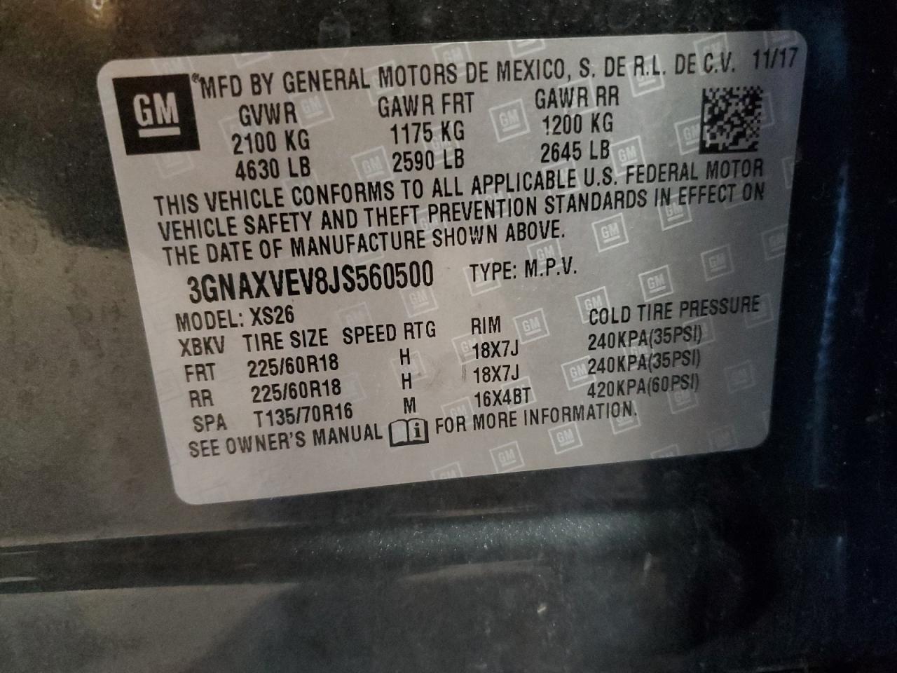 3GNAXVEV8JS560500 2018 CHEVROLET EQUINOX - Image 14