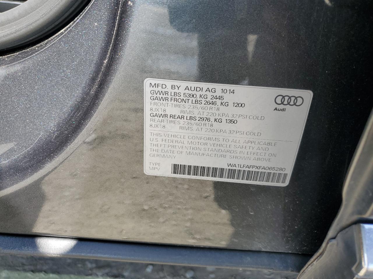 WA1LFAFPXFA065280 2015 Audi Q5 Premium Plus