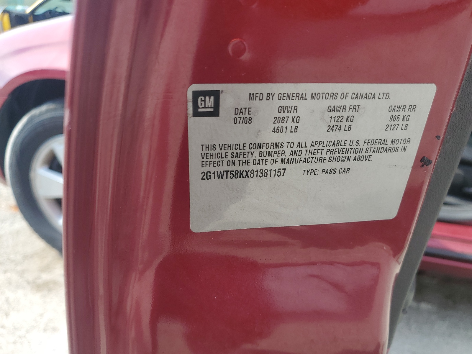 2G1WT58KX81381157 2008 Chevrolet Impala Lt