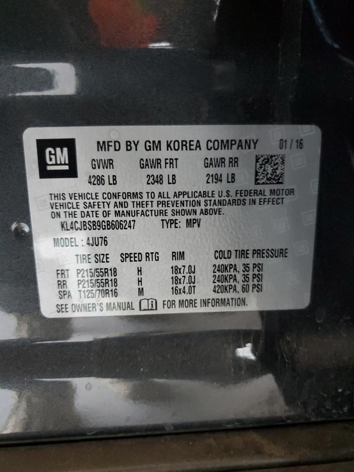 2016 Buick Encore Convenience VIN: KL4CJBSB9GB606247 Lot: 66000704