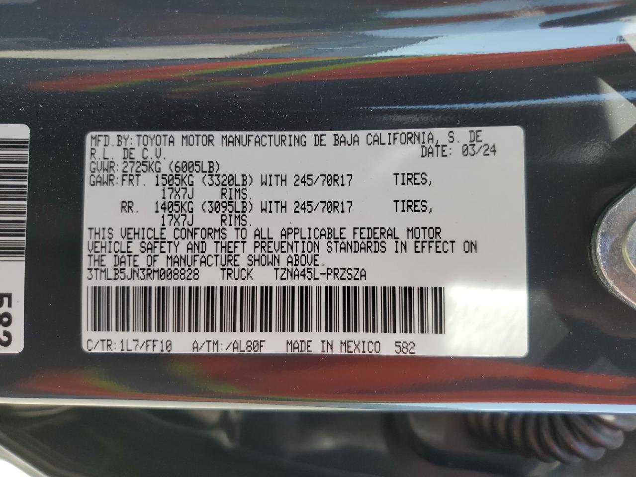 2024 Toyota Tacoma Double Cab VIN: 3TMLB5JN3RM008828 Lot: 66443714