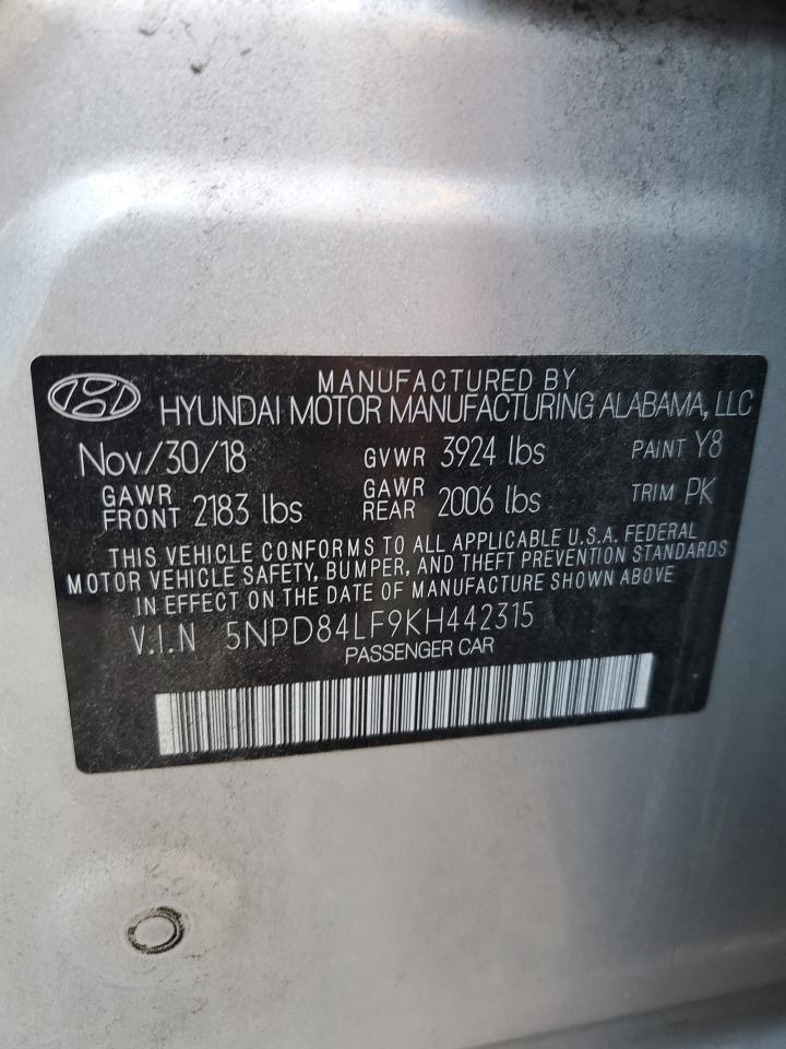 5NPD84LF9KH442315 2019 Hyundai Elantra Sel