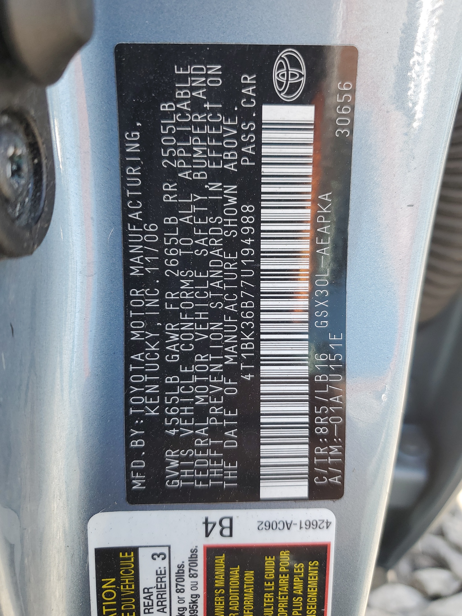 4T1BK36B77U194988 2007 Toyota Avalon Xl