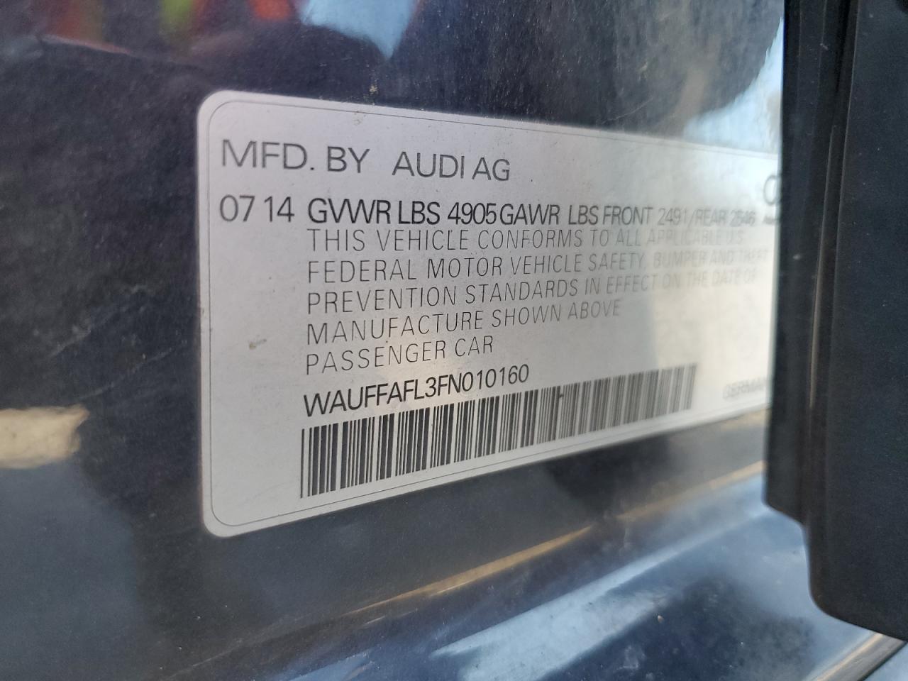 2015 Audi A4 Premium Plus VIN: WAUFFAFL3FN010160 Lot: 67744754