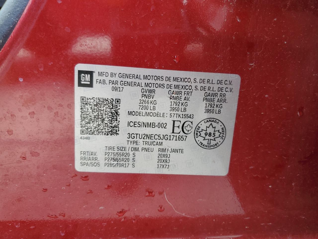 3GTU2NEC5JG171657 2018 GMC Sierra K1500 Slt