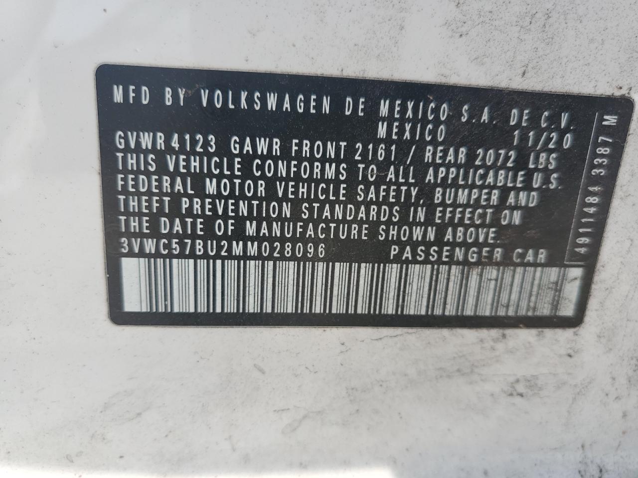 3VWC57BU2MM028096 2021 Volkswagen Jetta S