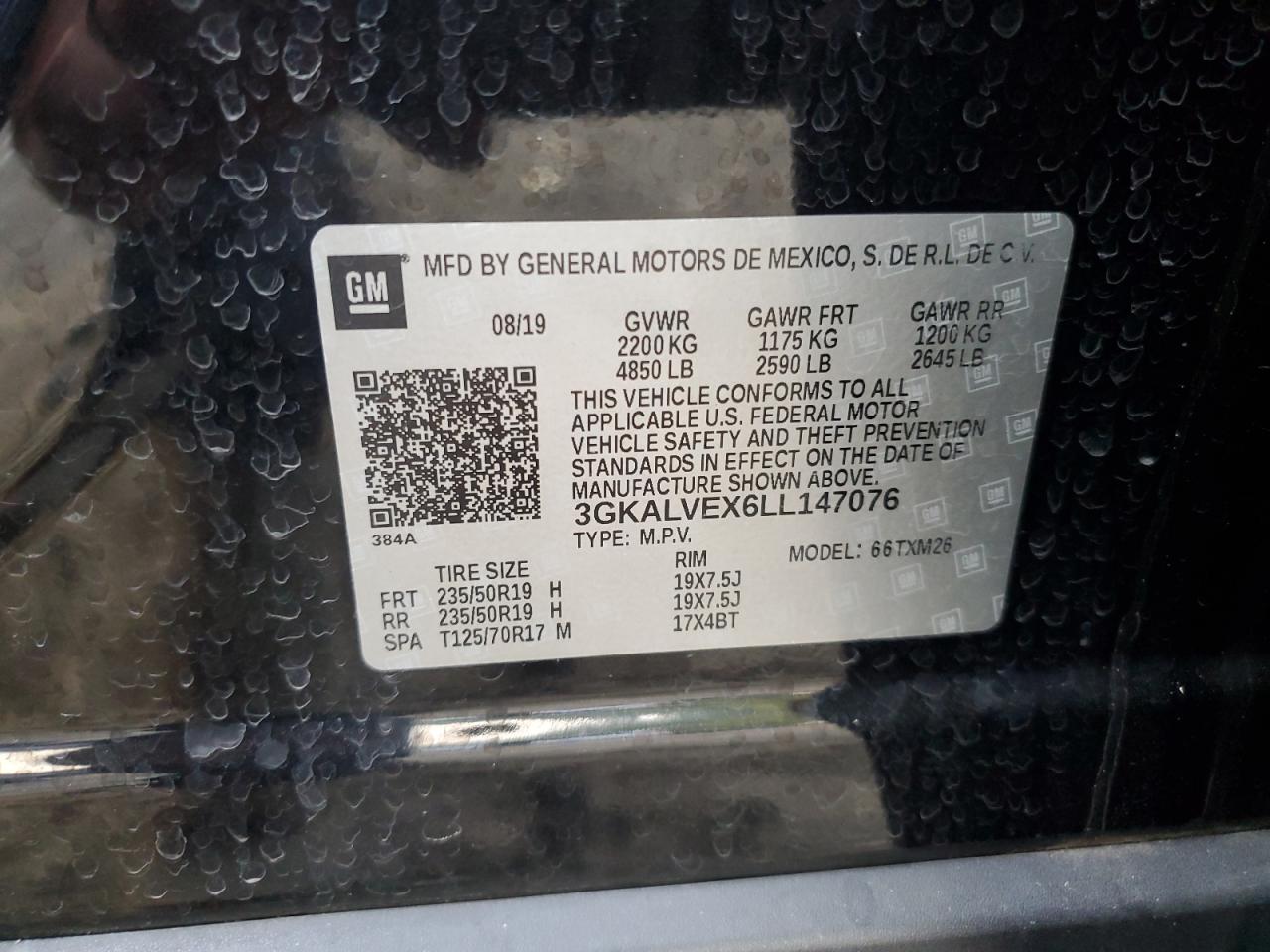 2020 GMC Terrain Slt VIN: 3GKALVEX6LL147076 Lot: 65070044