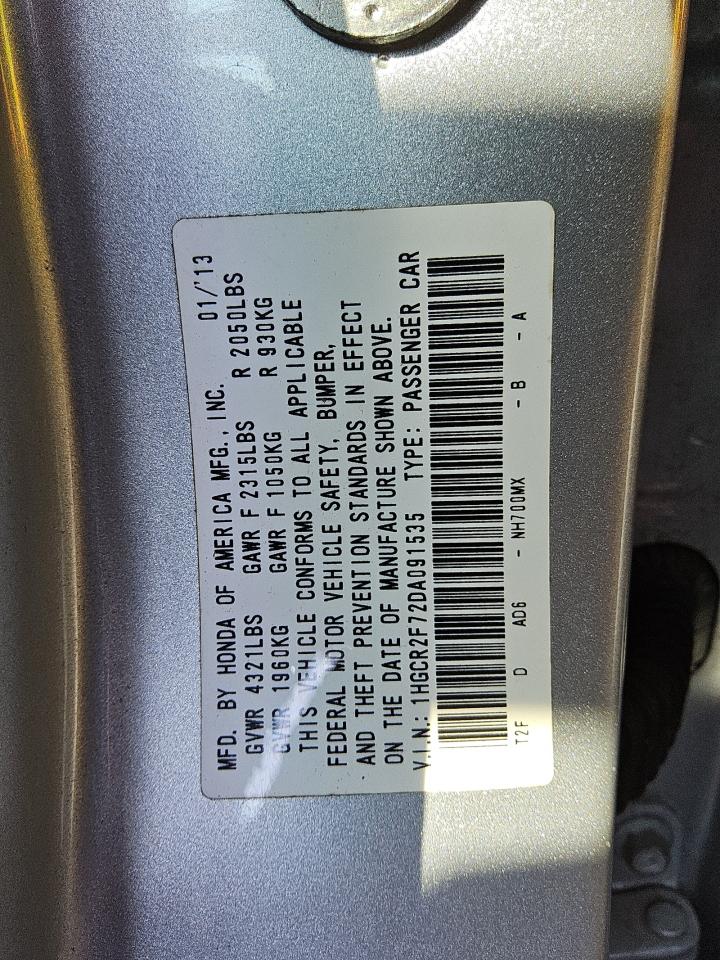 1HGCR2F72DA091535 2013 Honda Accord Ex