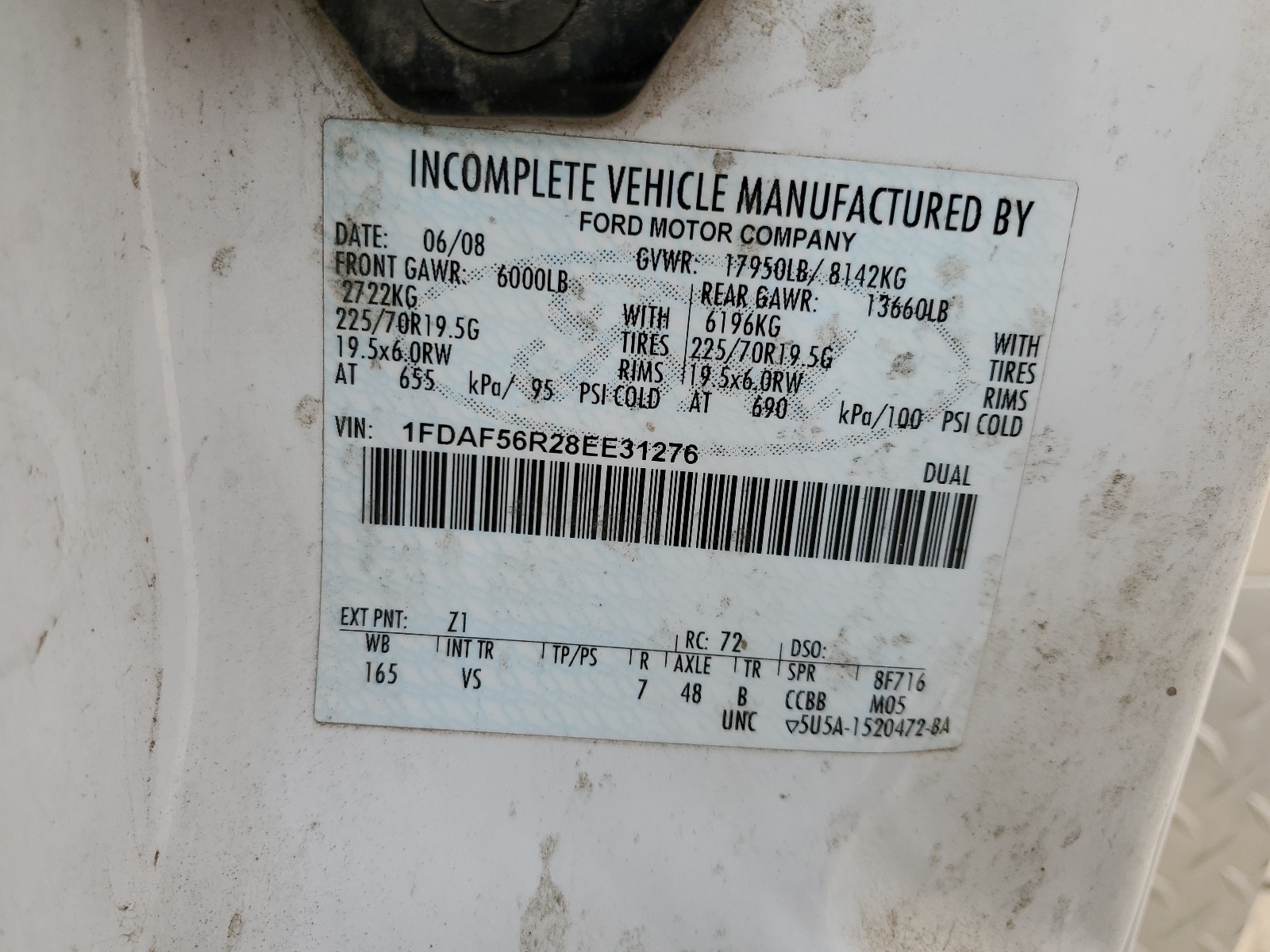 1FDAF56R28EE31276 2008 Ford F550 Super Duty