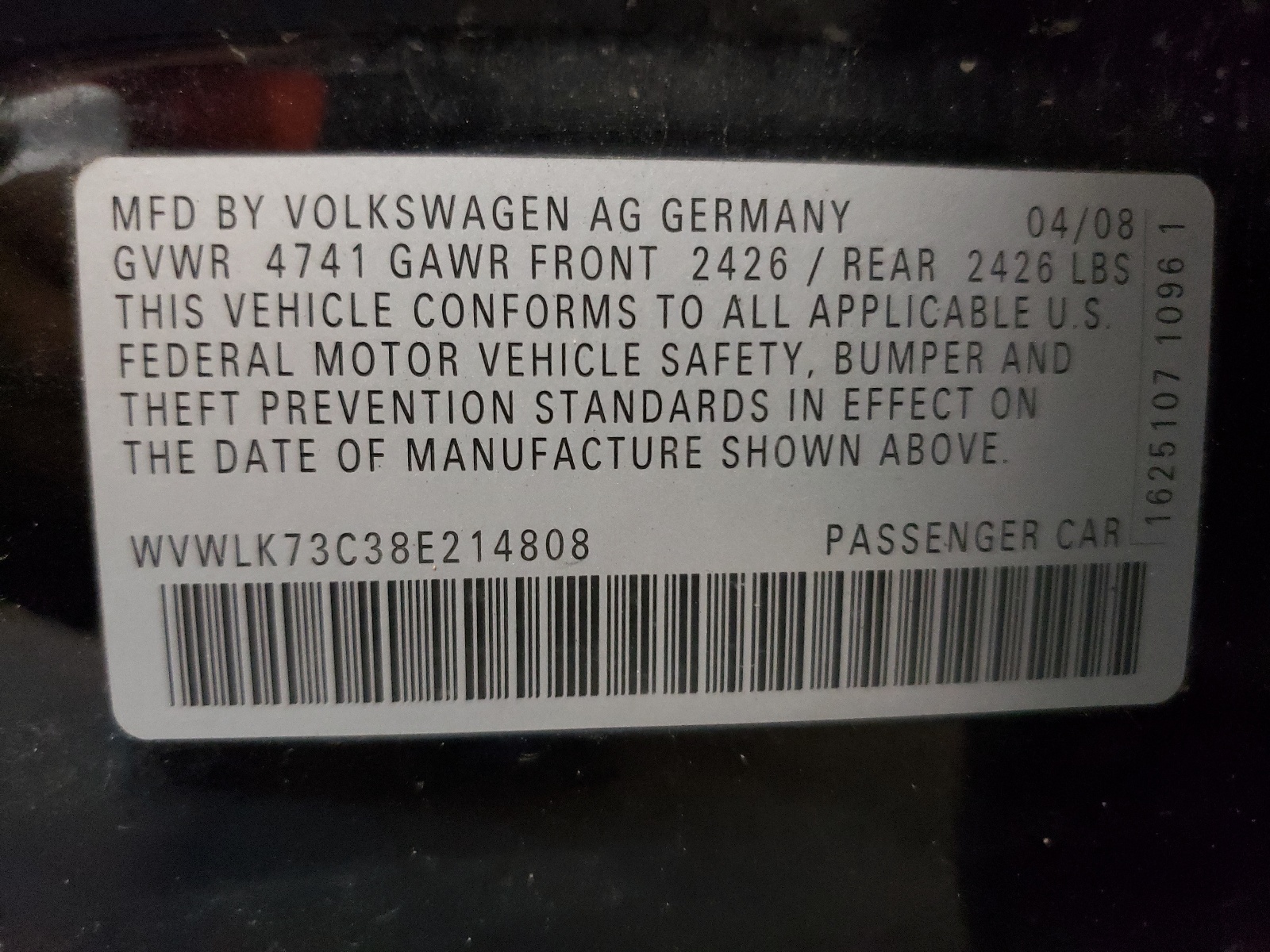 WVWLK73C38E214808 2008 Volkswagen Passat Wagon Komfort