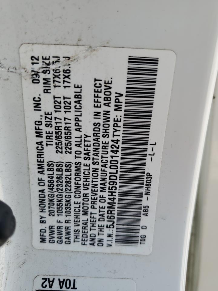 2013 Honda Cr-V Ex VIN: 5J6RM4H59DL001424 Lot: 68595014