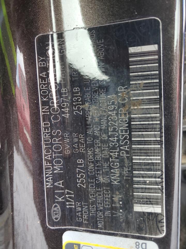 2018 Kia Optima Lx VIN: KNAGT4L34J5234954 Lot: 65531254