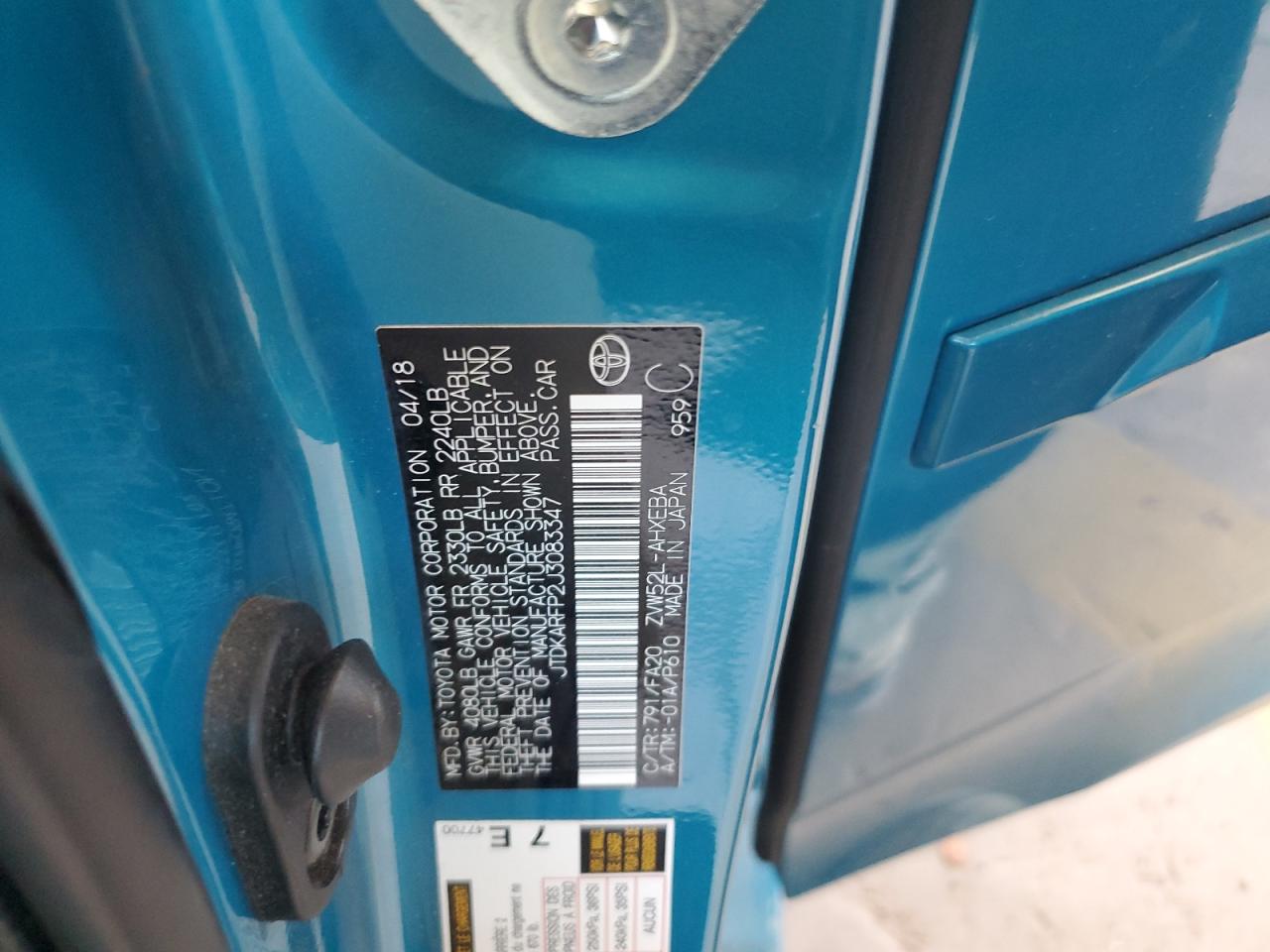 2018 Toyota Prius Prime VIN: JTDKARFP2J3083347 Lot: 65855904