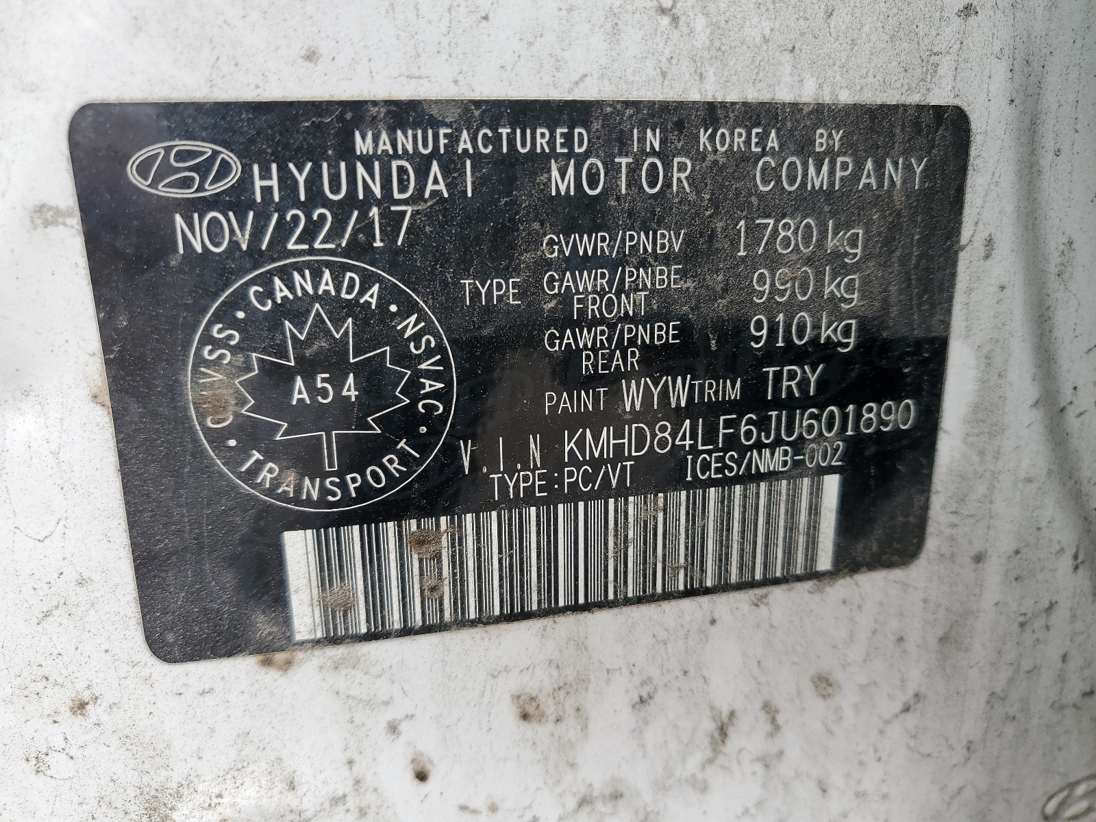 KMHD84LF6JU601890 2018 Hyundai Elantra Sel