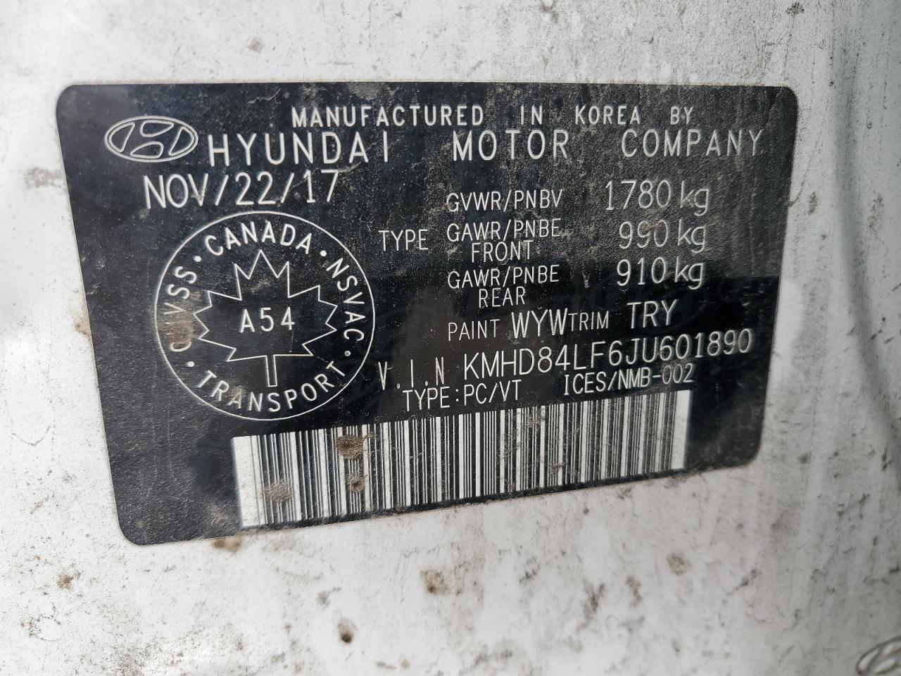 2018 Hyundai Elantra Sel VIN: KMHD84LF6JU601890 Lot: 65419604