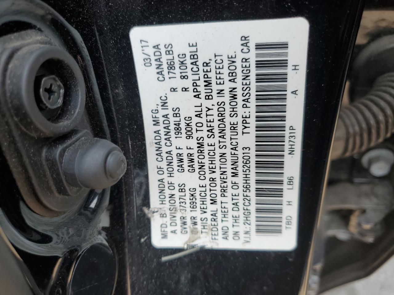 2HGFC2F56HH526013 2017 Honda Civic Lx