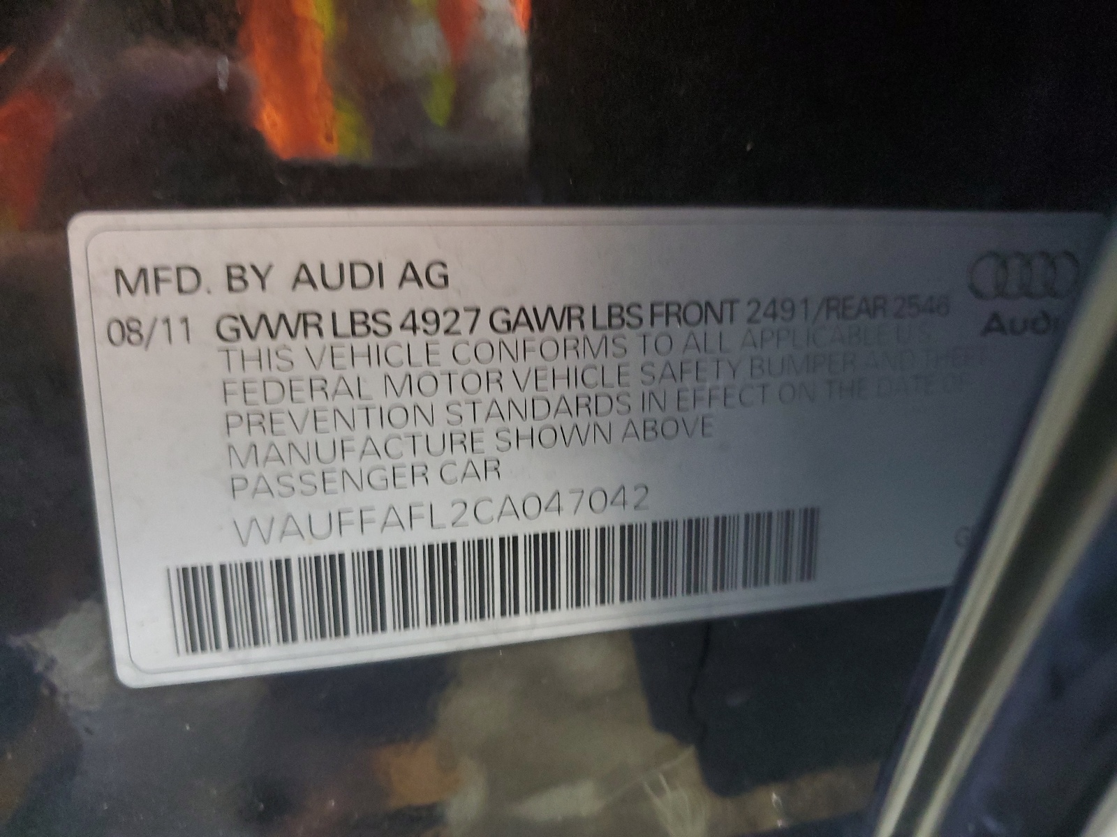 WAUFFAFL2CA047042 2012 Audi A4 Premium Plus