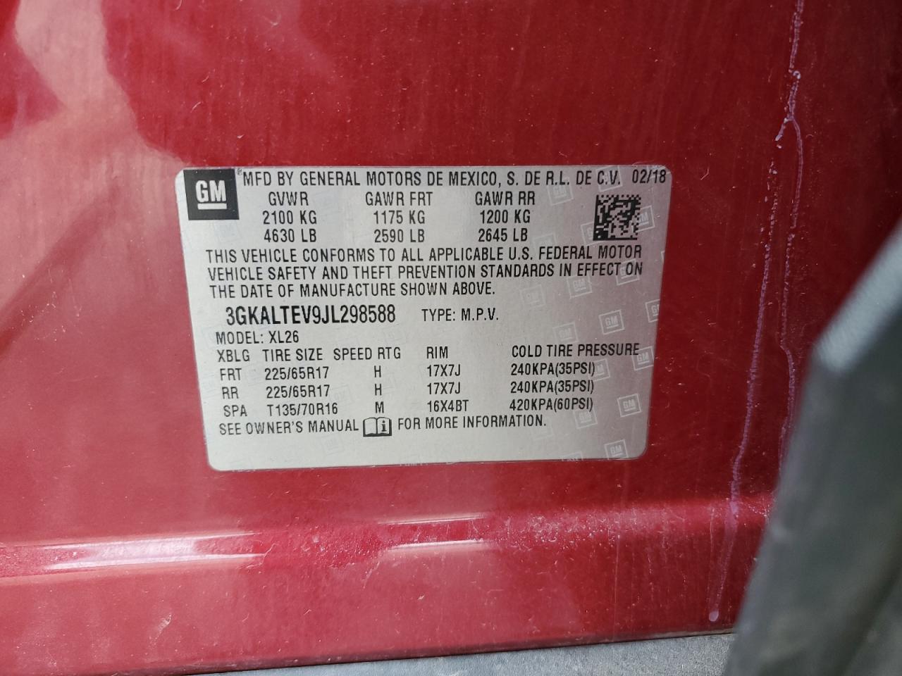 2018 GMC Terrain Sle VIN: 3GKALTEV9JL298588 Lot: 66386434