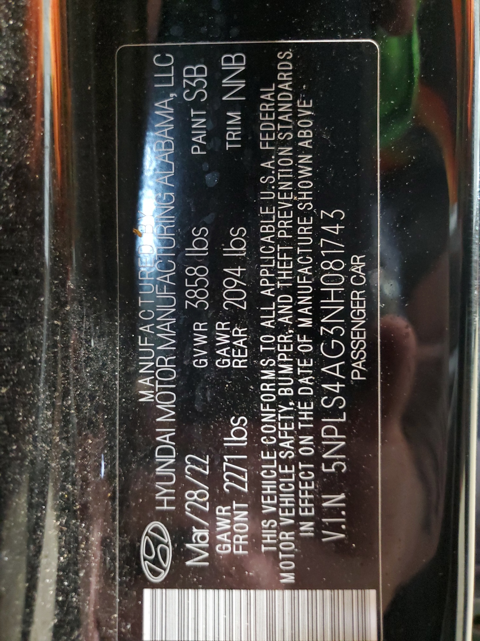 5NPLS4AG3NH081743 2022 Hyundai Elantra Sel