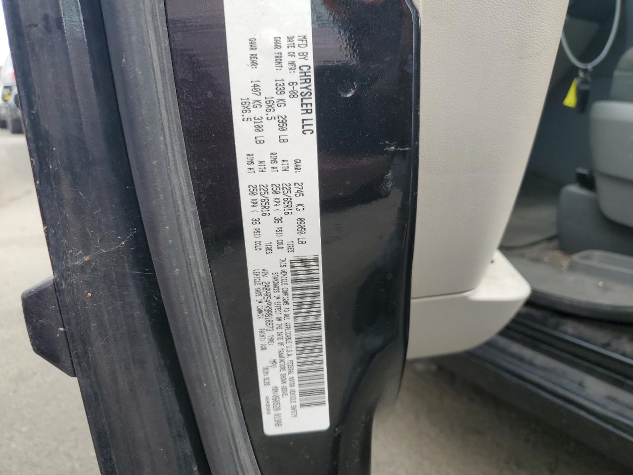 2008 Chrysler Town & Country Touring VIN: 2A8HR54PX8R818973 Lot: 65257074