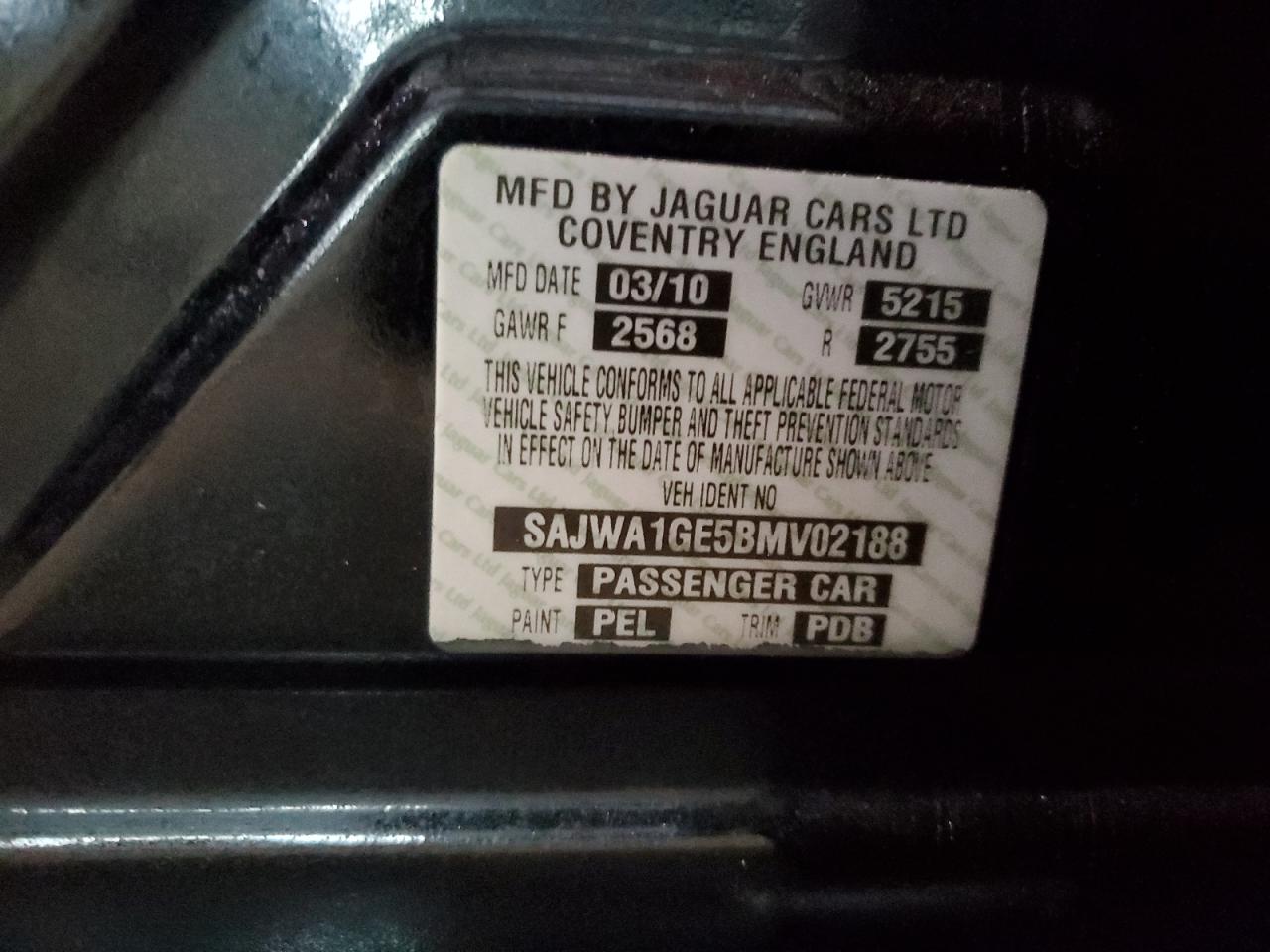 2011 Jaguar Xj Supercharged VIN: SAJWA1GE5BMV02188 Lot: 66613224