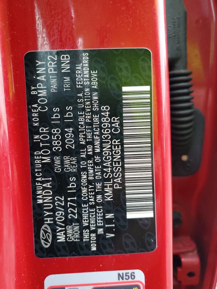 2022 Hyundai Elantra Sel VIN: KMHLS4AG9NU369848 Lot: 64591974