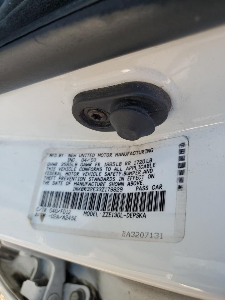 2003 Toyota Corolla Ce VIN: 1NXBR32E33Z179829 Lot: 66970924