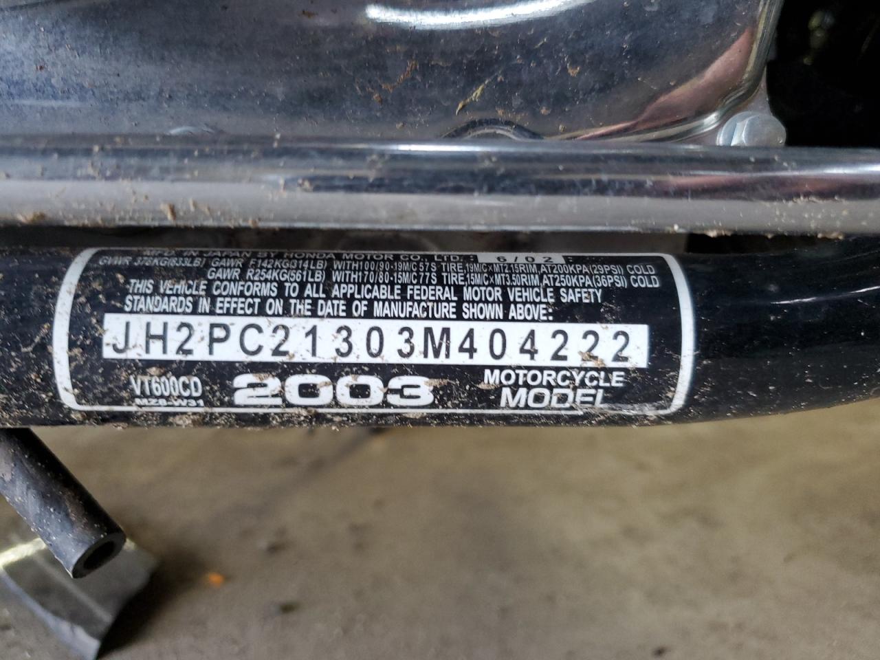 JH2PC21303M404222 2003 Honda Vt600 Cd