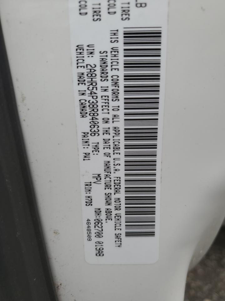 2008 Chrysler Town & Country Touring VIN: 2A8HR54P38R840636 Lot: 66679604