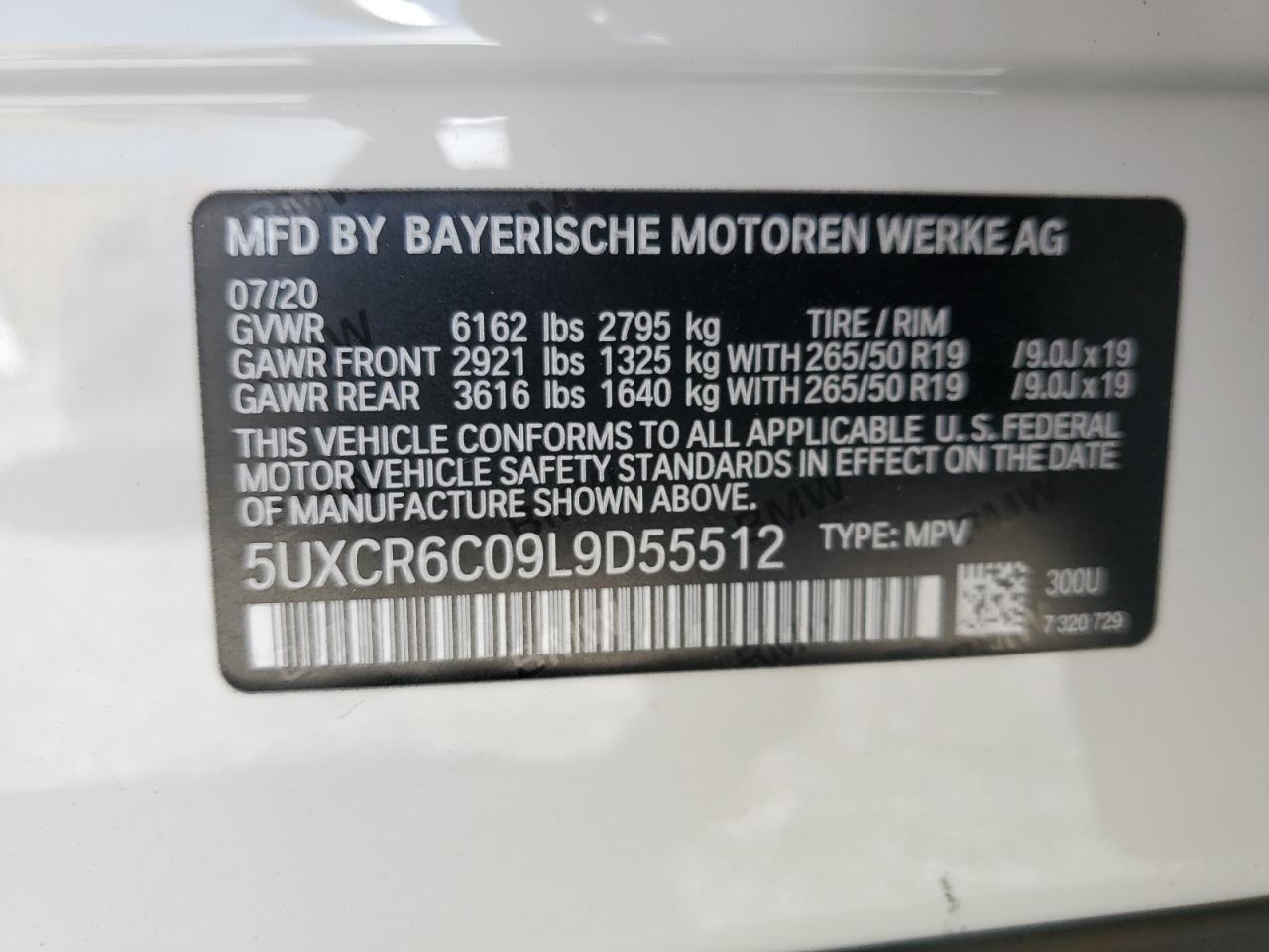 2020 BMW X5 xDrive40I VIN: 5UXCR6C09L9D55512 Lot: 67156804