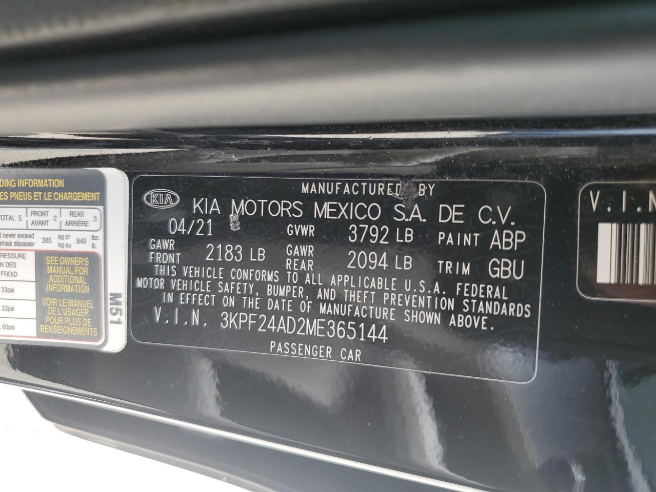 3KPF24AD2ME365144 2021 KIA FORTE - Image 13