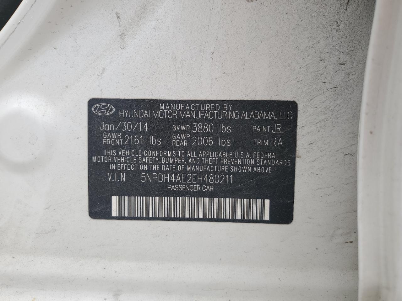 5NPDH4AE2EH480211 2014 Hyundai Elantra Se