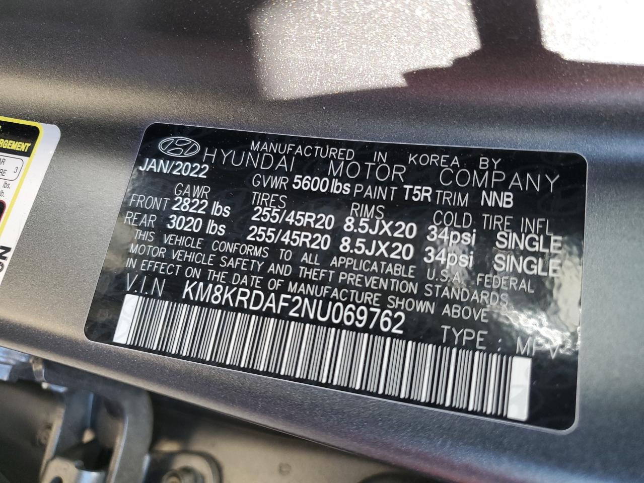 KM8KRDAF2NU069762 2022 Hyundai Ioniq 5 Limited