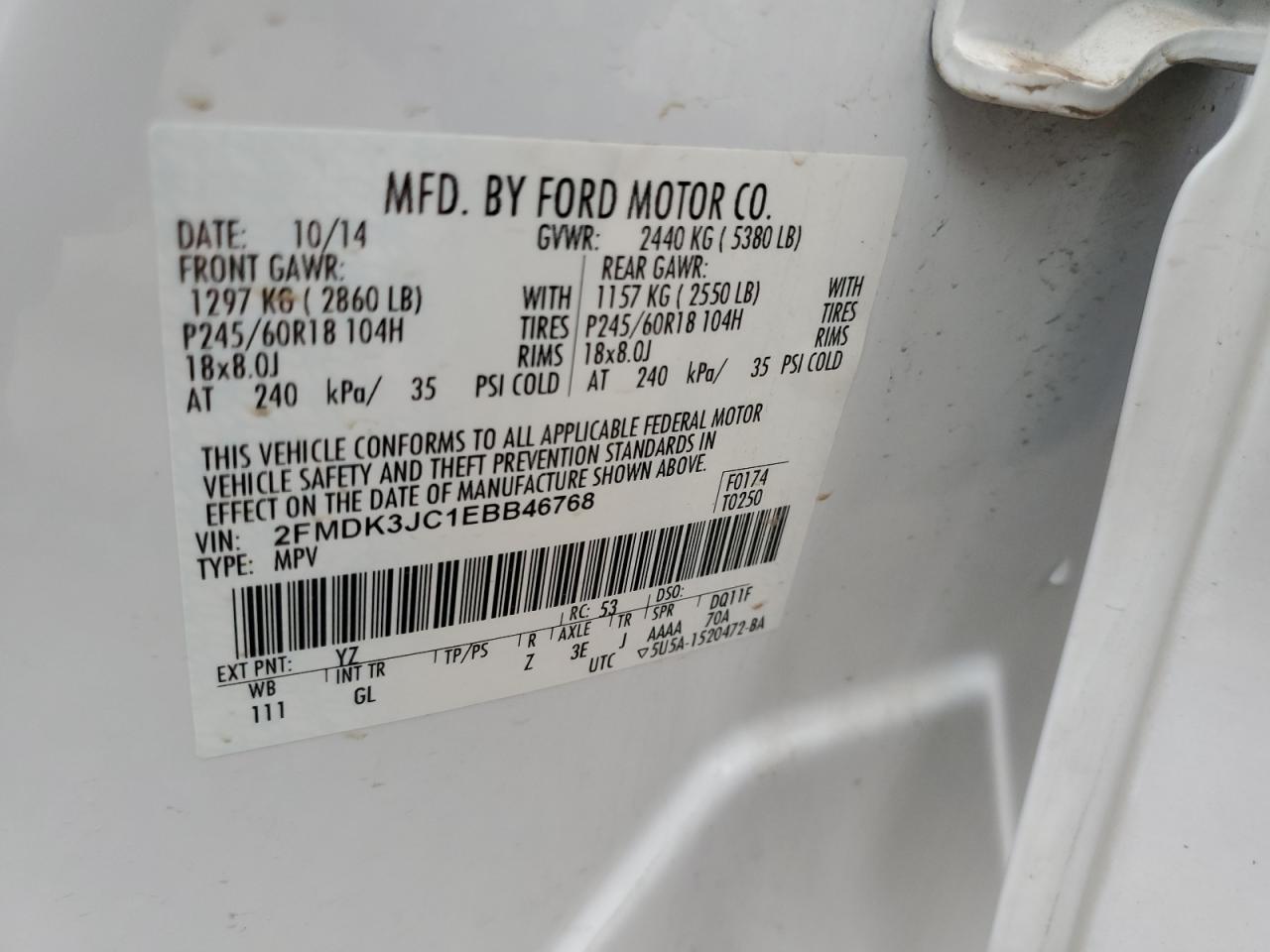 2FMDK3JC1EBB46768 2014 Ford Edge Sel